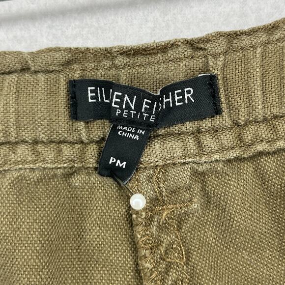 EILEEN FISHER Pants PM Organic Cotton Canvas Cargo Utility Cropped Tapered Green - Picture 5 of 15